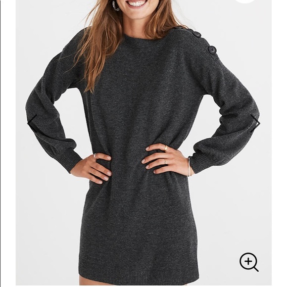 Madewell Dresses & Skirts - SOLD! 💚Madewell Button Shoulder Sweater Dress